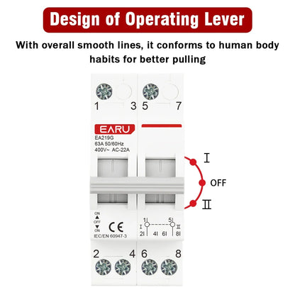 Din Rail 2P 40A 63A AC400V 50/60Hz Modular MTS Dual Power Manual Transfer Switch Isolating Discounnecting Switch Circuit Breaker