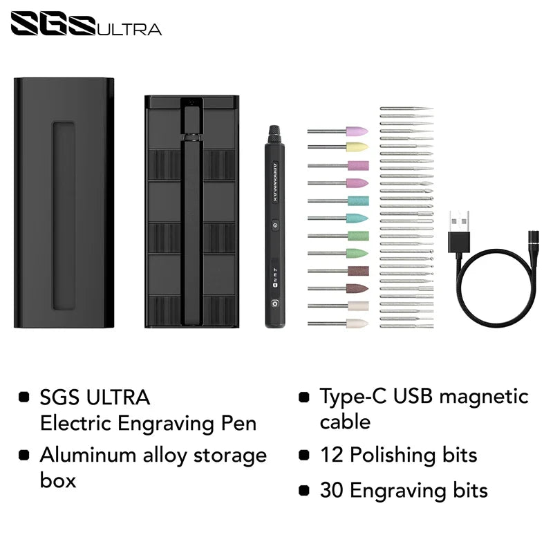 ARROWMAX SGS Engraving Pen Cordless Rotary Tool Kit Electric Mini Grinder with 42 Bits for Crafts Metal Wood Glass Carving