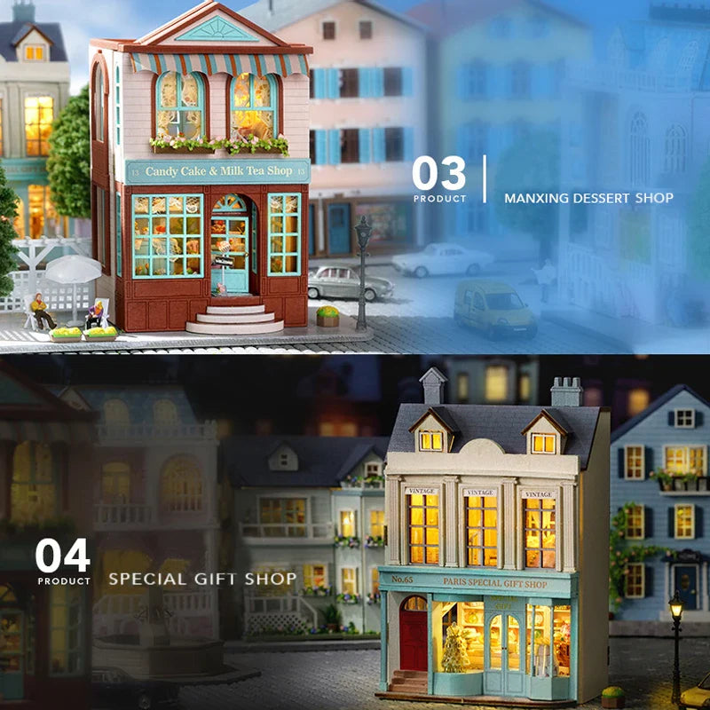 DIY Wooden Doll Houses Mini Assembly Handmade Small House Creative Scene Decoration DollHouse For Toys Birthday Gifts