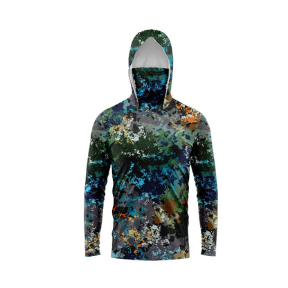 Men Hood Fishing Shirt long sleeve fishing t shirt uv protection Fishing Apparel