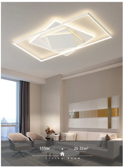 Modern Nordic Led Ceiling Light Square Minimalist Lamps for Kitchen Living Dining  Room Art Home Decoration Chandelier