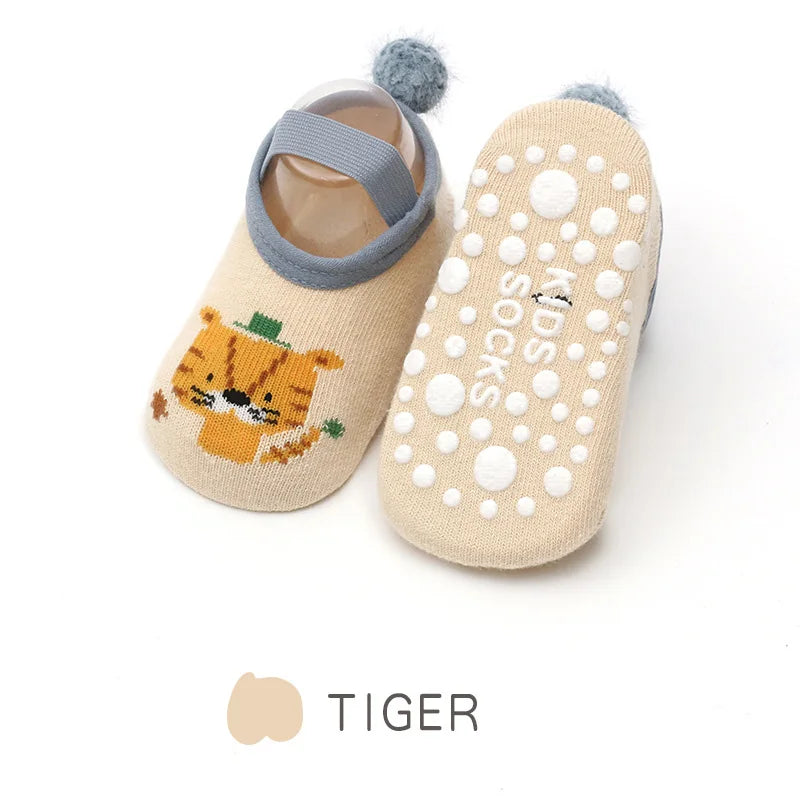 Spring Anti Slip Baby Socks Toddler Kids Floor Socks with Rubber Soles Autumn Newborn Baby Boy Girl Cartoon Cute Ball Warm Socks