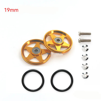 2pcs 15418 13-12mm Aluminum Alloy Guide Rollers 15461/15426 2023Jcup 95160 19mm Roller With Rubber Ring Tamiya Mini 4WD Homemade