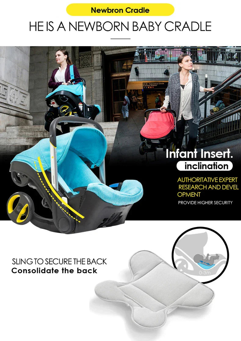 Multi-functional Two-Way Stroller 3-in-1 Foldable Basket Seat Portable Lightweight Luxury Travel Stroller Newborn-Ready Baby Stroller Baby Products, Infant Car Seats