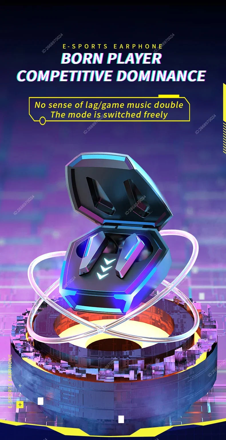 Bluetooth Game Earphones True Wireless TWS In-Ear Headphones With Mic Waterproof Sports Hifi Headsets Balanced Armature for Game