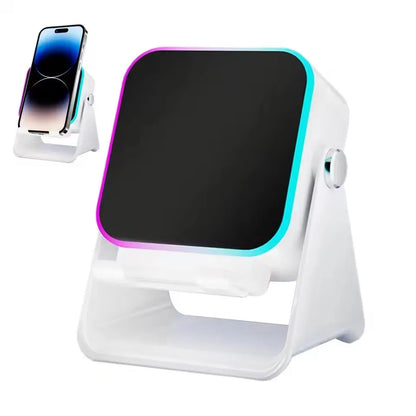 Magnetic Induction Speaker Phone Stand Wireless Bluetooth Phone Holder Amplifier Portable Desk Speaker RGB Light 5000mAh Battery