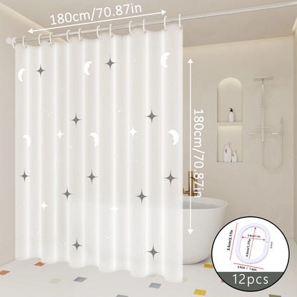 Dreamy Star and Moon Galaxy Shower Curtain, Bathroom Partition Curtain, Starlight Twinkling Like Crushed Diamonds, It Feels Like Stepping into a Magical Realm of Stars and Moon When Taking a Bath
