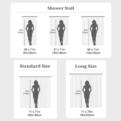 1pc Leaf Pattern Plastic Shower Curtain, Lightweight Bath Curtain Liner with Plastic Hooks, Transparent Curtain, Bathroom Decor
