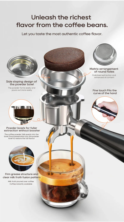HiBREW H10A Black Espresso Machine Temperature Volume Pre Brewing Adjustable 58mm Portafilter Cappuccino Coffee Maker