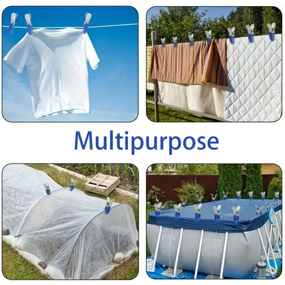 10pcs Durable Stainless Steel Pool Cover Clips with Plastic Handles - Heavy Duty Windproof Spring Clips