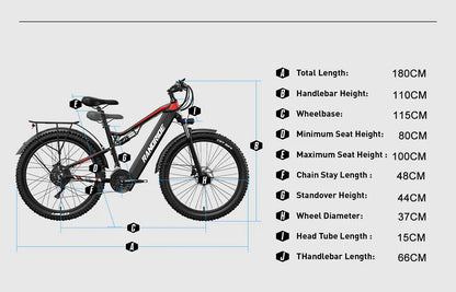 RANDRIDE Electric Bike YG90 48V 17Ah Battery 1000W Motor 27.5" Mountain Bicycle Full Suspension With Hydraulic Brake 21 Speeds