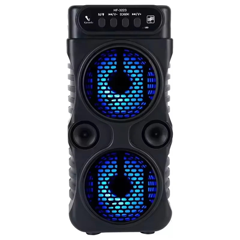 Portable Outdoor Wireless Speaker Dual 3-inch Stereo Subwoofers Bass Boost FM Radio TF/USB Card For Proms Home Karaoke