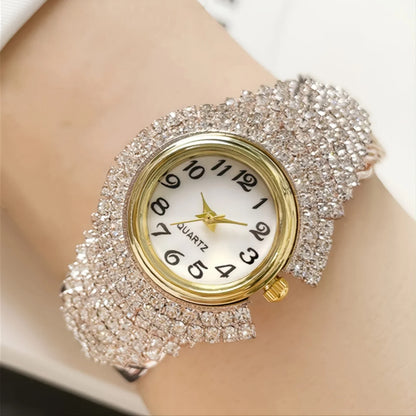 Elegant Full Rhinestone Women Watches Fashion Bracelet Bangle Ladies Quartz Wristwatch Reloj Mujer