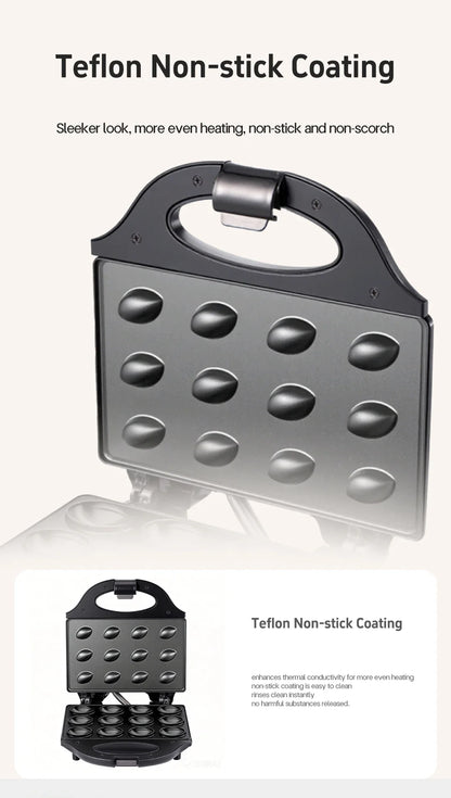 Electric Walnut Cake Waffle Maker With Nuts 12 Holes Cooking Kitchen Biscuits Making for Baking Business Nuts Waffle