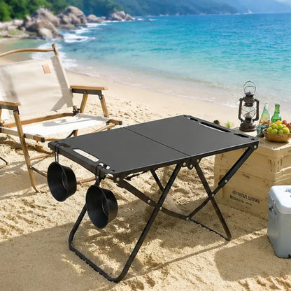 Portable Foldable Picnic Table, Lightweight Outdoor Camping & Beach Table with Hollow Edge, Hangable and Easy to Carry for Trave