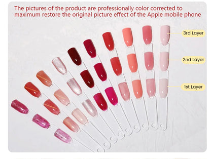 BORN PRETTY 15ml Jelly Nude Rubber Base Gel Natural Milky White Clear Semi permanent Self-Leveling Soak Off UV LED Gel Varnish
