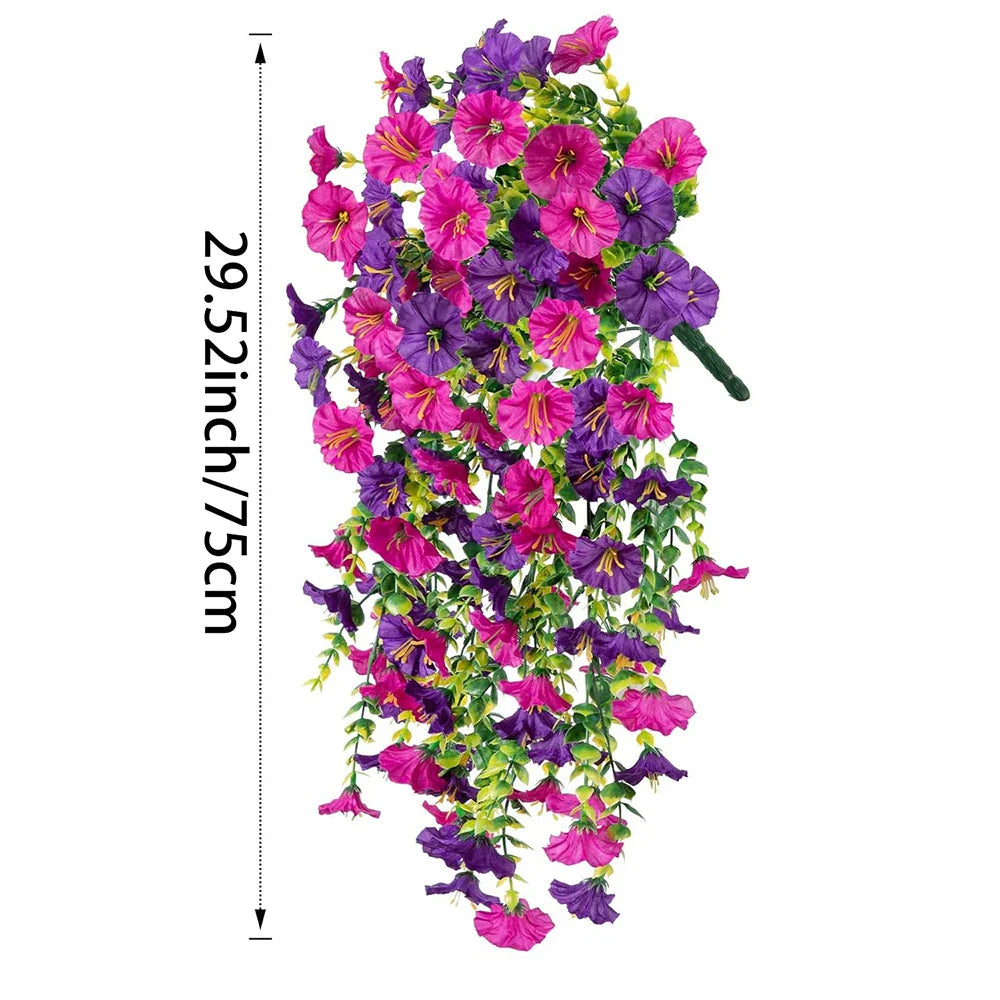 Outdoor courtyard simulation flower eucalyptus morning glory silk flower home wedding decoration wall hanging rattan flower vine