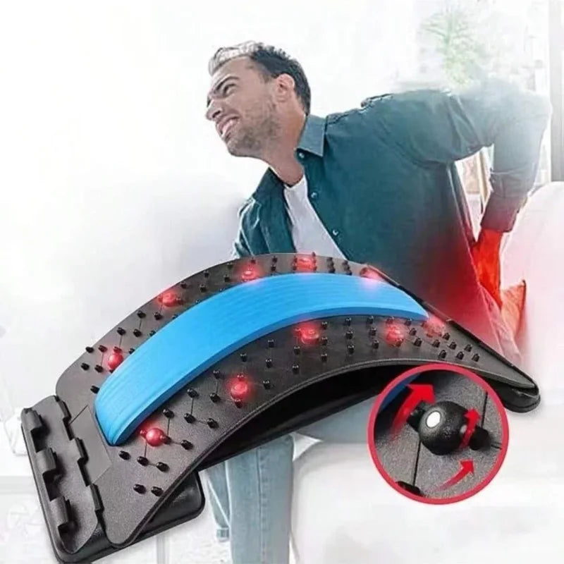 Back Support Back Stretching Device,Back Massager for Bed Chair Car,Multi-Level Lumbar Support Stretcher Spinal Muscle Pain Reli
