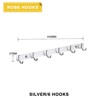 Space Aluminum With Multiple Robe Hooks Hanging Clothes Key Storage Hooks Save Space Towel Rack With Hook Bathroom Accessories