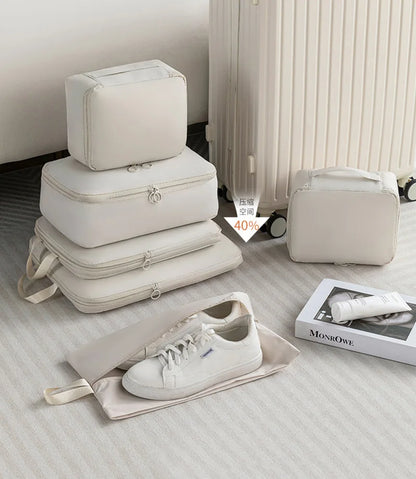 6Pcs Travel Compression Packing Cubes Bag Waterproof Handheld Clothe Separation Storage Bag Portable Suitcase Clothes Organizers