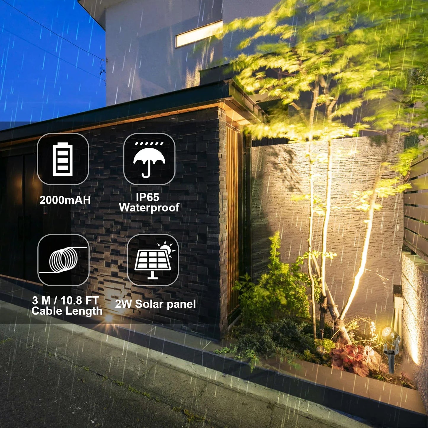 Solar Powered Spotlight IP65 Solar LED Light Outdoor Landscape Yard Garden Tree Separately Lamp Aluminum Anti Rust Solar Lamp