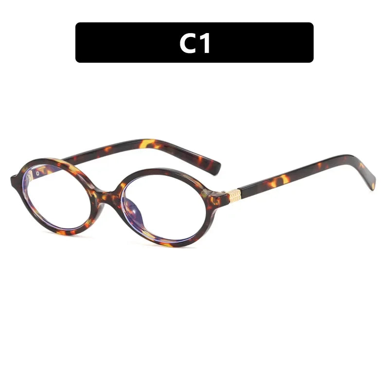 Vintage Oval Sunglasses NEW Women Luxury Brand Designer Small Oval Anti Blue Light Glasses Retro Fashion Men Leopard Eyegalsses