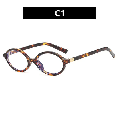 Vintage Oval Sunglasses NEW Women Luxury Brand Designer Small Oval Anti Blue Light Glasses Retro Fashion Men Leopard Eyegalsses