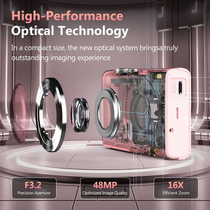 4K Digital Camera Autofocus Vlogging Camera HD 48MP with 2.8" Large Screen Camcorder Camera for Photography for Kid Adult