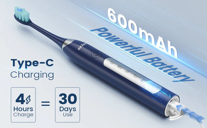 Sejoy Electric Sonic Toothbrush with 10 pcs Replacement Heads Rechargeable Waterproof Tooth Brushes for Home Travel