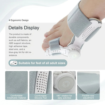 Big Toe Orthopedic Toe Straightener Hallux Valgus Orthotics Adjuster Correction Bunions Corrector for Left & Right Feet Rotatabl