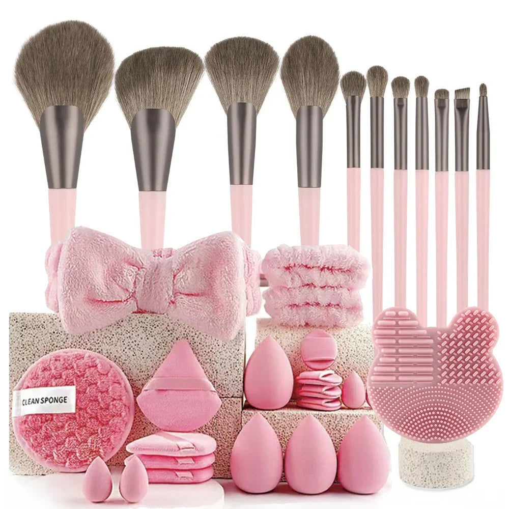 33pcs beauty set makeup kit  large and small beauty sponges for flawless makeup application and removal of makeup full set