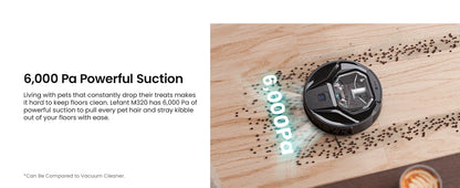 Lefant M320 Robot Vacuum Cleaner, Carpet Detection, 6,000 Pa Suction, Low Noise,  210 Mins Runtime, Self-Charging, Ideal for Har