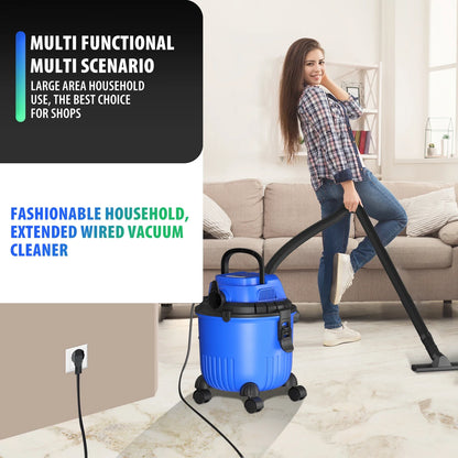 DayPlus Industrial Vacuum Cleaner Hoover Wet and Dry 4800W Powerful Suction Bagless, 16Kpa, 15 Litre Capacity, 4 Caster Wheels
