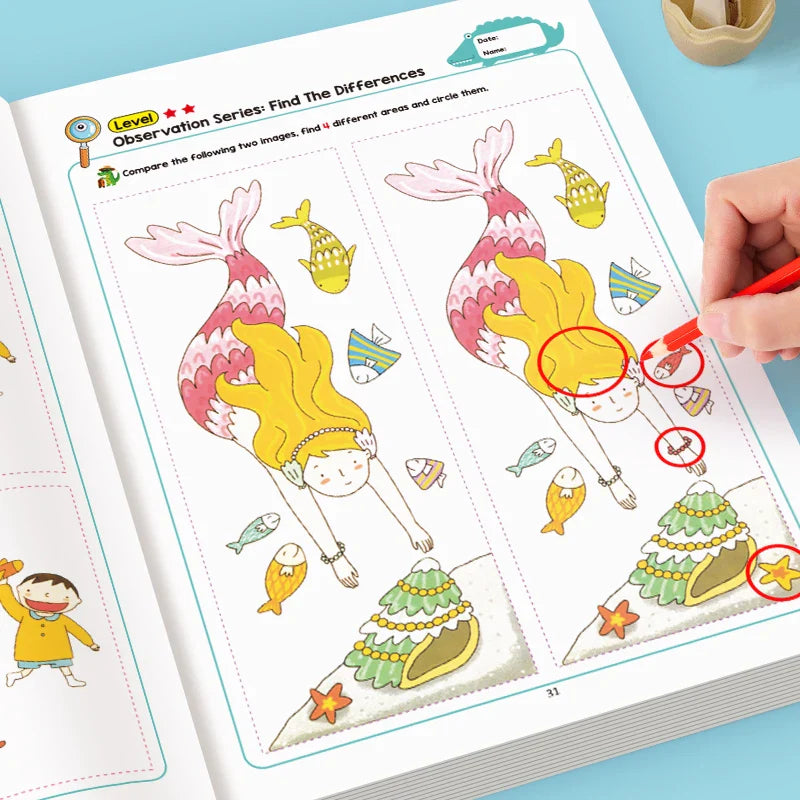 Hidden Differences Activity Book, Featuring 32 Interactive Observation Games and Memory Exercises |   Attention and Concentration Training |   Visual Perception Skills, Focused Attention Games with Numbered Pages |   Find the