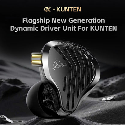 GK KUNTEN Dynamic Drive Heavy Bass Earbuds HIFI Sports Metal Headphones Detachable 2PIN Compatible with KZ Zenith EDX PRO