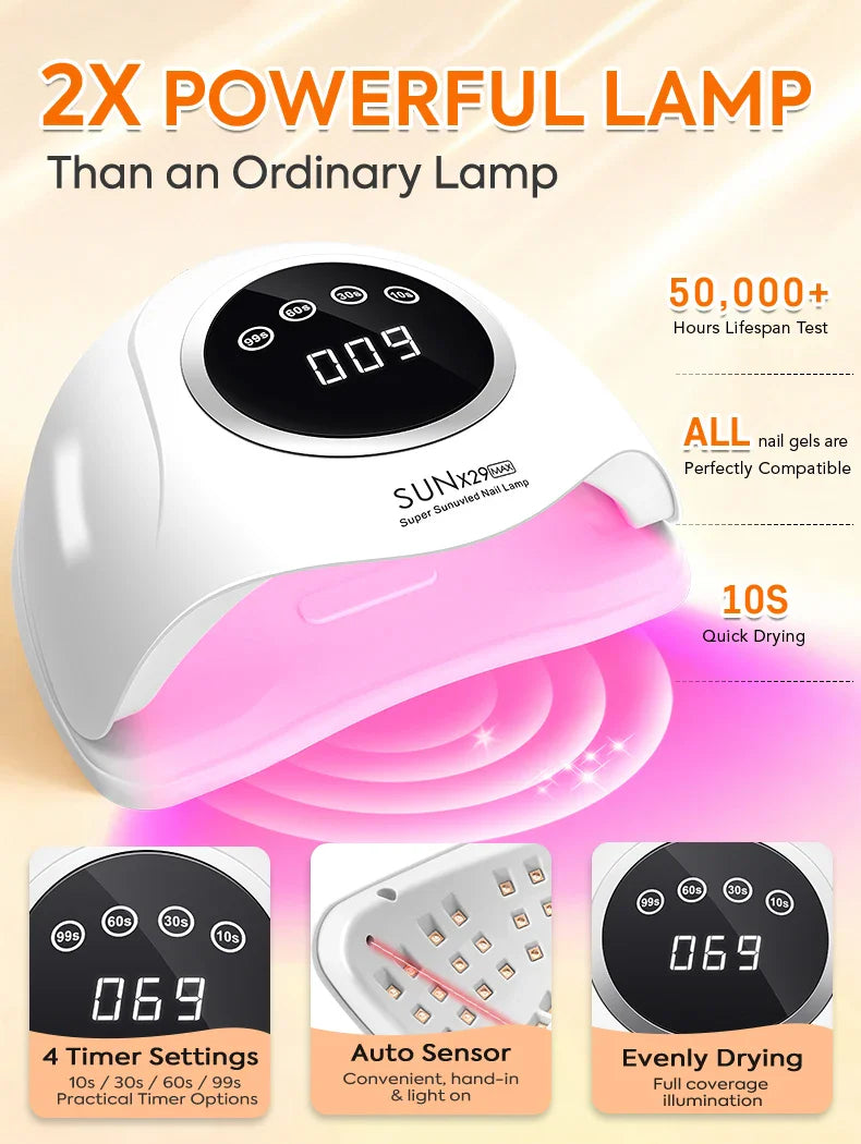DianaBeauty 380W Professional UV LED Nail Lamp For Quick Drying Gel Nail Polish 90LEDS Gel Drying Lamp With 4 Timer Setting