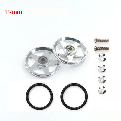 2pcs 15418 13-12mm Aluminum Alloy Guide Rollers 15461/15426 2023Jcup 95160 19mm Roller With Rubber Ring Tamiya Mini 4WD Homemade
