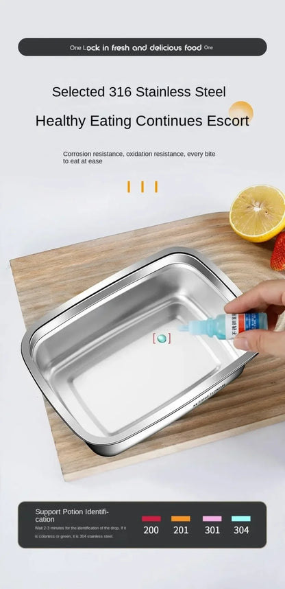 Stainless Steel Camping Lunch Box Sealed Microwave Suitable Preservation Box Large Capacity Leak-proof