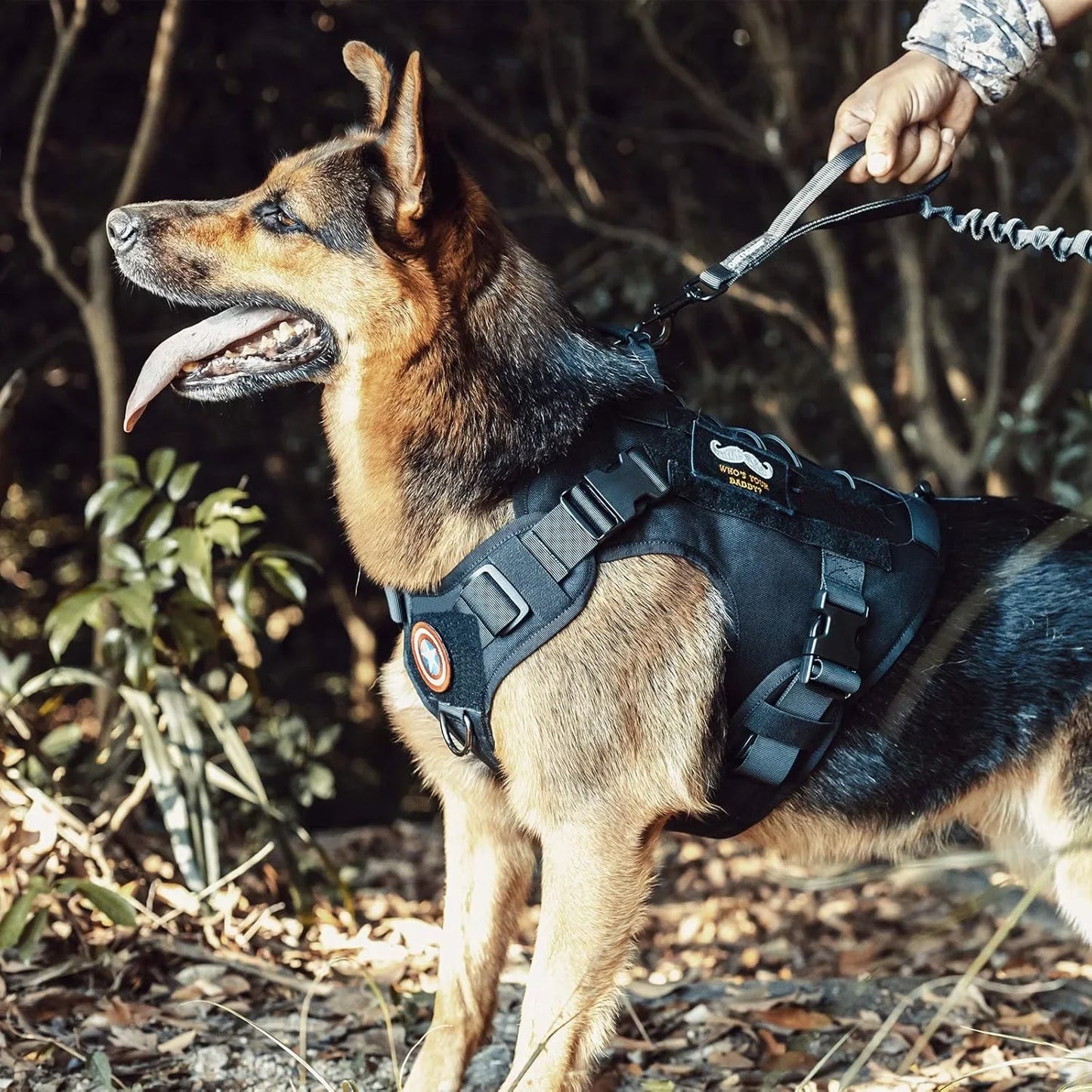 Dog Harness,Tactical Dog Harness with Handle,No-Pull Service Dog Vest with Hook & Loop Panels,Adjustable Dog Vest Harness for Wa