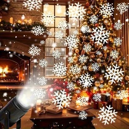 Christmas Snowflake LED Projector USB Powered with Rotating Base Durable Plastic for Indoor/Outdoor Holiday Decor