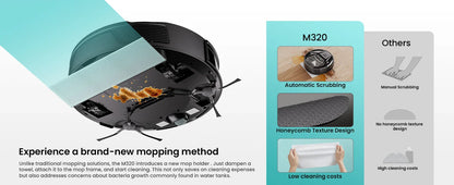Lefant M320 Robot Vacuum Cleaner, Carpet Detection, 6,000 Pa Suction, Low Noise,  210 Mins Runtime, Self-Charging, Ideal for Har