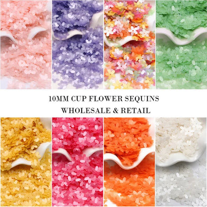 Sequin Matte White Color 10mm Cup Five Finger Flower Sequins Paillettes Sewing Wedding Craft Women Garments Accessories 10g/lot