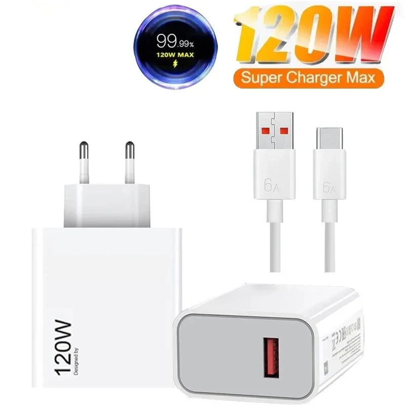 Oiginal 120W Charger Turbo Fast Charge Eu/Us Hypercharge Adapter for Xiaomi Redmi Note 11 12 13 Pro Plus 5G Mi 14 13 13T Cable