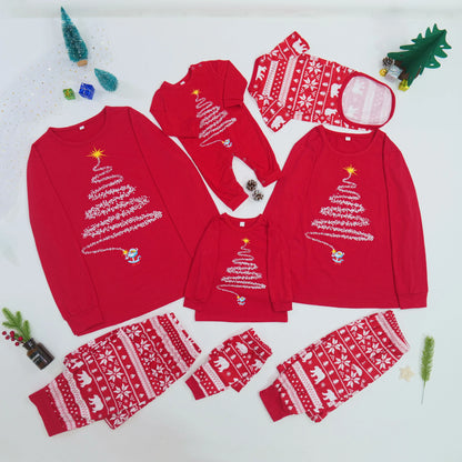 Christmas Look Pajamas Set Mom Dad Kids Dog Matching Pyjamas Cute Elf Print Sleepwear Soft Loose 2 Pieces Suit Xmas Wear Pijamas
