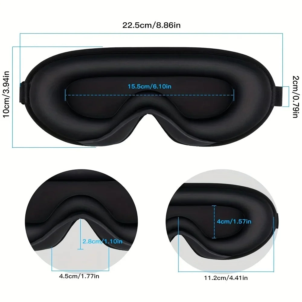 3D Sleep Mask With Noise Ear plug, Unisex Blackout, Protects Eyelashes, Adjustable Strap, Travel Plane Work Eye Mask