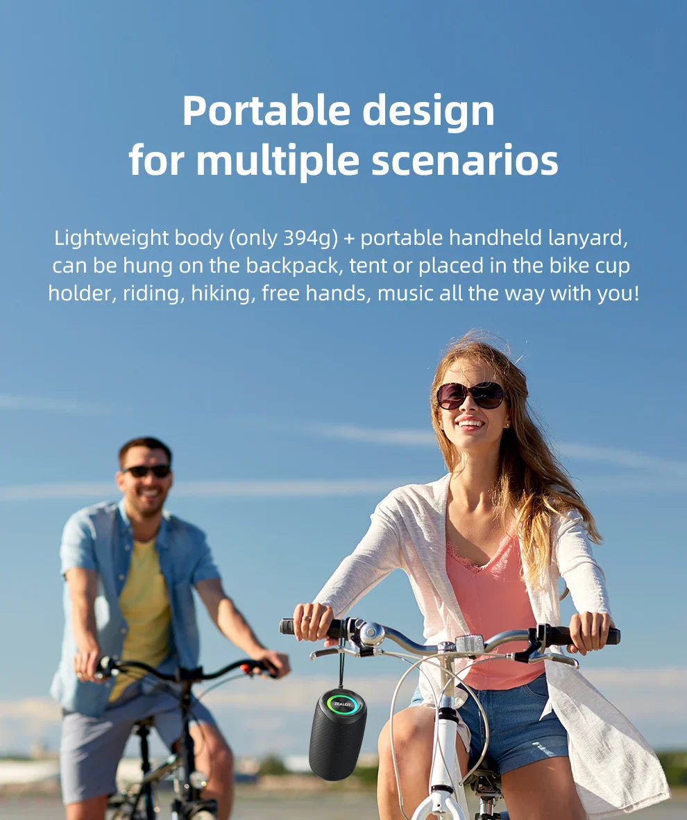 zealot-m2 Portable Bluetooth Speaker,IPX5 Waterproof 360° Wireless Speaker TWS Stereo Pairing 10hrs Playtime For Camping Hiking