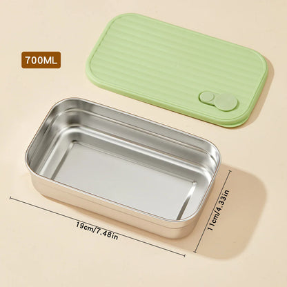 WORTHBUY 304 Stainless Steel Lunch Box With Lid Portable Fruit Salad Food Container Stackable Leak Proof Bento Box For Student