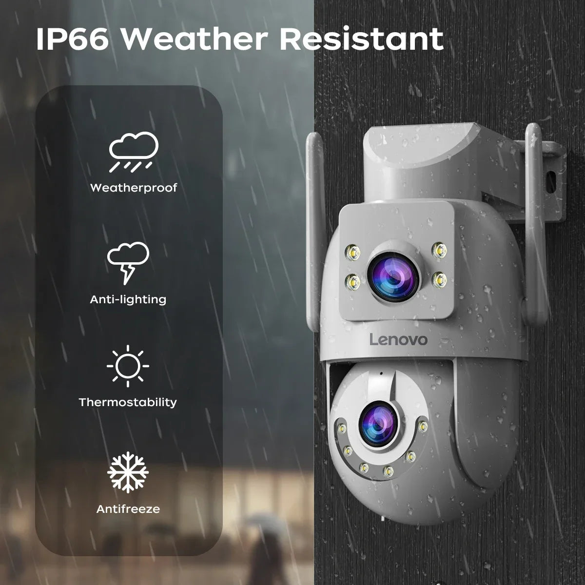 Lenovo 4MP HD Wifi PTZ Camera Outdoor Dual Lens Dual Screen Auto Tracking Security IP Camera CCTV Audio Video Surveillance