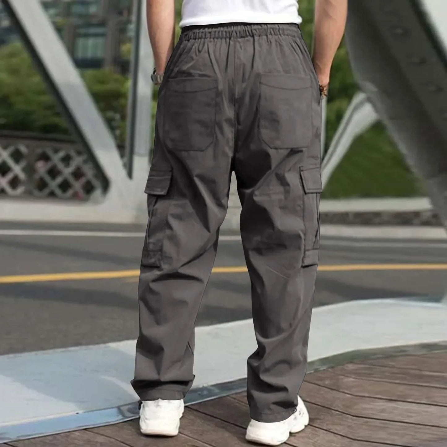 New Style Amazon Men's Cargo Pants Loose Straight Leg Casual Sports Trousers Working Men's Pocket Pants European And American