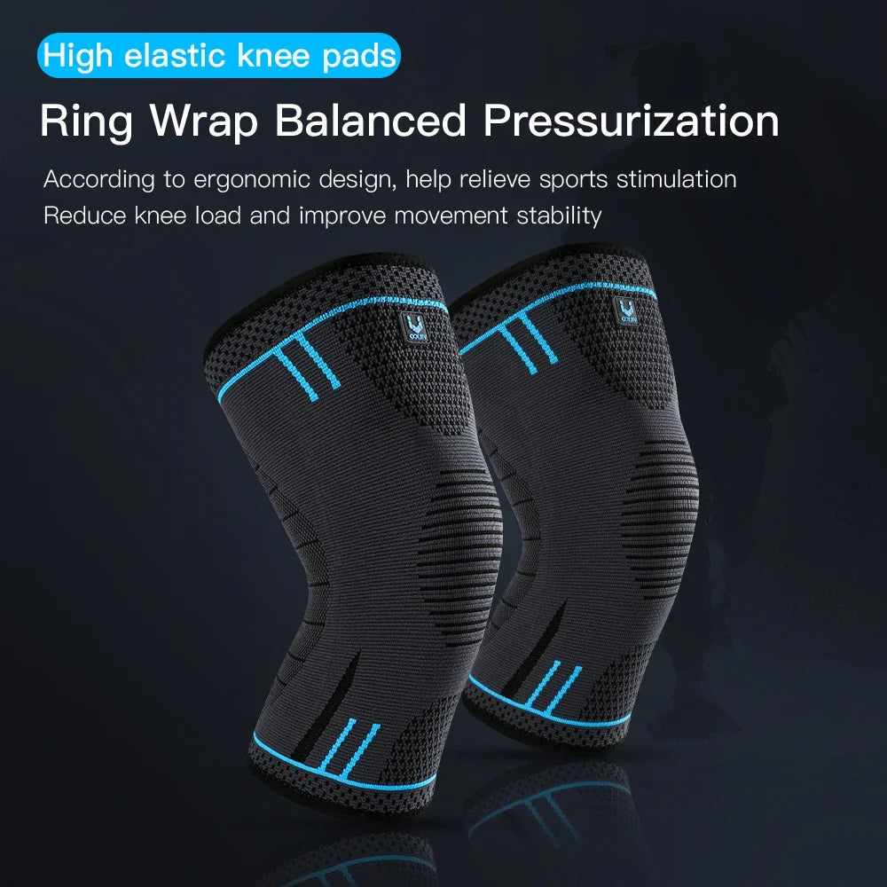 Compression Knee Support Sleeve - Elastic Breathable Brace for Sports Basketball Running Gym